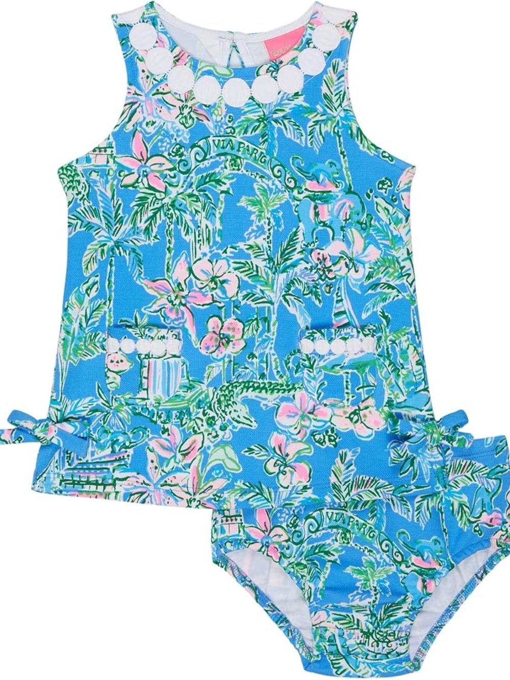 Lilly Pulitzer Baby Girl’s Tropical Print Shift Dress Pink and Blue 12-18 Months